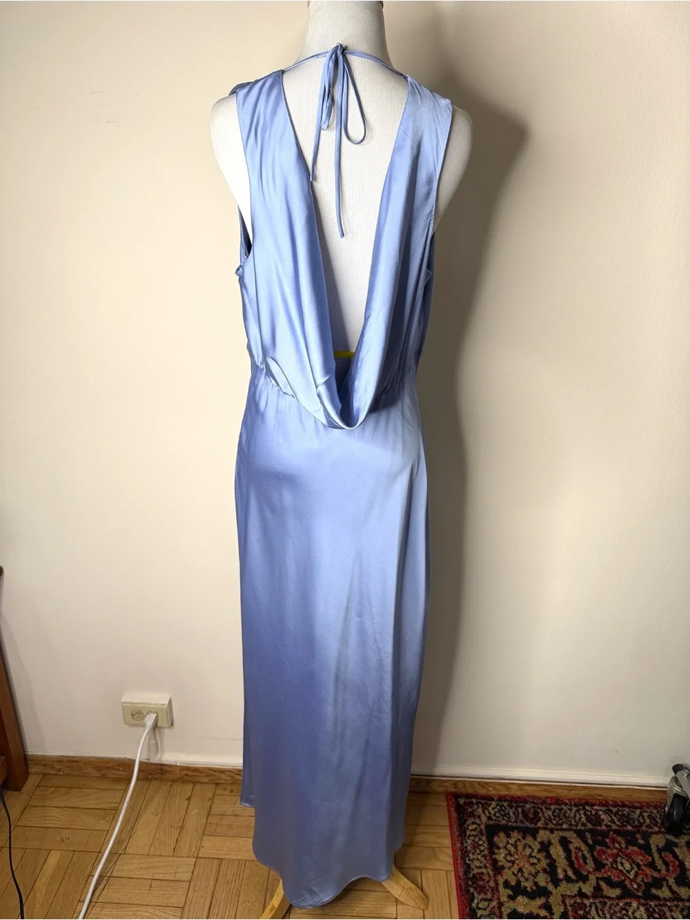 Abercrombie Pale Blue Satin Cowl Back Maxi Dress